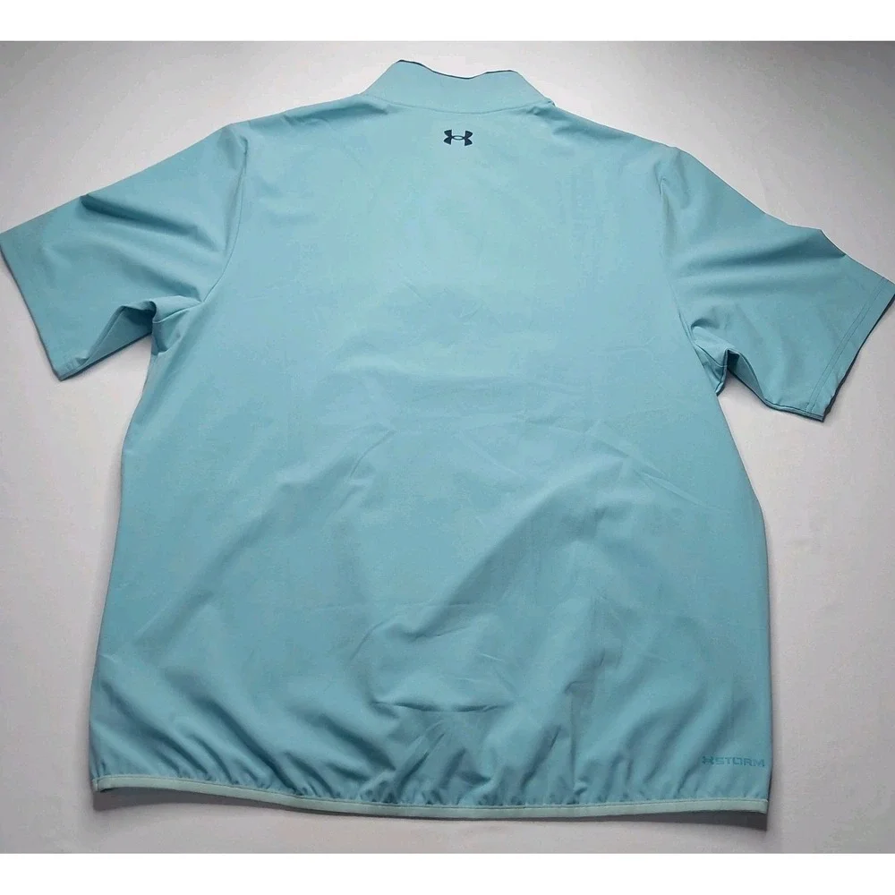 Under Armour Storm Golf Pullover Large Half Zip Short Sleeve Top Light Blue